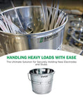 Stainless Steel Welding Rod Bucket With Partitioned Storage For Electrodes And Stubs, 4.5 Gallon Metal Pail in workshop