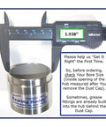 Measuring USA Made Stainless Steel Wheel Bearing Protectors for Trailers and Boats Bearing Buddy 1938-SS with caliper