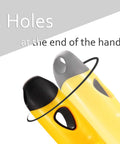 Close-up of 10.5" plastic contoured handle with 2 holes, part of Stainless Steel Wire Brush 2 Pcs, 79 Bundles of bristles.