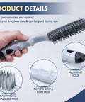 Hand holding stainless steel wire brush with strong handle showing product details; part of Stainless Steel Wire Brush Set 2Pcs.
