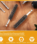 Bore Brush Bristles Wire Brush for Power Drill Cleaning Wire with Hex Shank Handle on wooden surface
