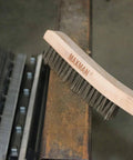Wire Brush, Heavy Duty Stainless Steel Wire Brushes for Cleaning Rust, large beech handle on rusted metal surface