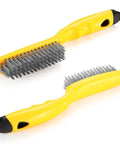 Stainless Steel Wire Brush 2 Pcs, 79 Bundles of bristles, 10.5" Plastic Contoured Handle, Heavy Duty Scratch for Cleaning Rust Dirt Before Welding