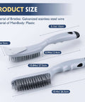 Product size chart for Stainless Steel Wire Brush Set 2Pcs, Heavy Duty Wire Brushes with Strong Handle & Metal Scraper