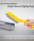 Hand holding Stainless Steel Wire Brush 2 Pcs, 79 Bundles of bristles, 10.5" Plastic Contoured Handle for metal cleaning