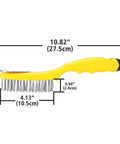 Stainless Steel Wire Brush 2 Pcs with Metal Scraper, 79 Bundles bristles, Plastic Contoured Handle, side view with dimensions.