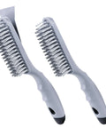 Stainless Steel Wire Brush Set 2Pcs,Heavy Duty Wire Brushes with Strong Handle & Metal Scraper,for Cleaning Welding Slag & Rust