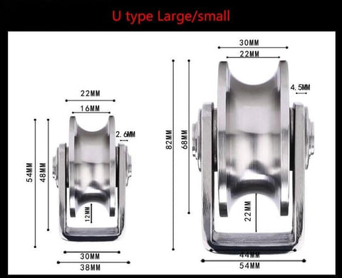Pulley,Pulley Wheel, 201 Stainless Steel Bearing Pulley Wire Rope Pulley U-Type V-h-Shaped Groove Wheel dimensions