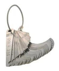 Metric Wire Rope And Sheave Gauge Stainless Steel With 17 Leaves Covering 6mm To 38mm displayed fanned out on a ring.
