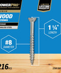 #8 x 1-1/4 Stainless Steel Wood Screws, Premium Marine Grade 305 Exterior Screws for Decking, 216 Pieces in Image