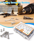 550 Pcs 304 Stainless Steel Wood Screws Assortment with #4 #6 #8 #10 #12 Phillips Pan Head Self Tapping Screws in 18 Sizes from 1/4 to 1-1/2 Inch for Metal Wood Drywall and Concrete and tools.