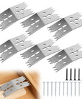 Stainless Steel Workholding Dogs Set for Router Sled and CNC Hold Down 6 Piece Multi Surface Anchoring Kit shown with screws and nails