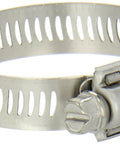 Power-Seal Stainless Steel Worm Drive Hose Clamp SAE Size 28 1 5/16 to 2 1/4 Inch Diameter Range showing steel band and worm gear.