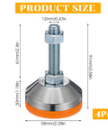 Tough As Nails M12 Thread Leveling Feet With 2.28 In Diameter Base Adjustable Swivel Levelers for precise furniture leveling, 4-pack sizing diagram