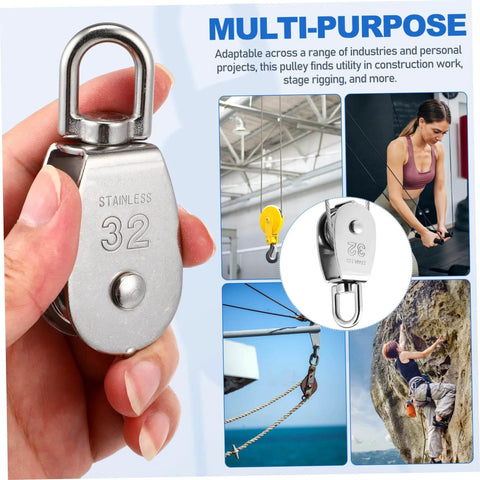 3pcs Heavy Duty Stainless Pulley Swivel Lifting Wire Rope Crane for Construction DIY Projects in various settings