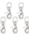 Stainless steel trigger swivel snap hooks, set of five, polished finish