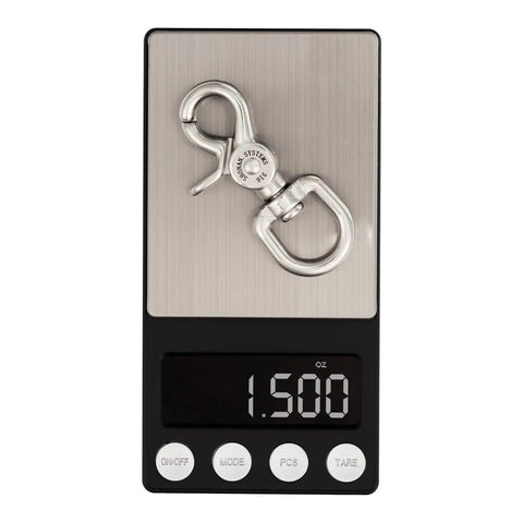 2.65 Inch Trigger Snap Hooks Marine Grade Stainless Steel 316 Swivel Snap Hooks on digital scale