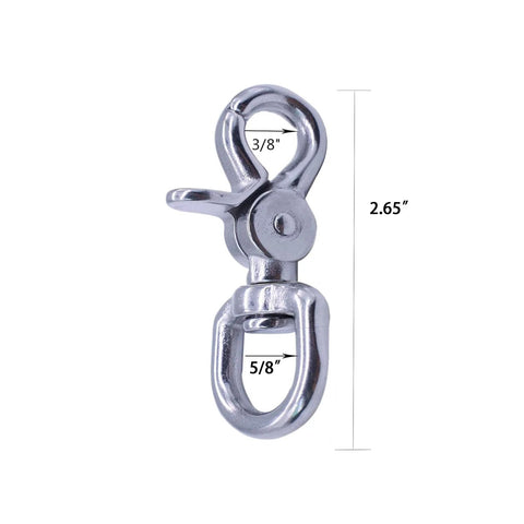 2 Pack Trigger Snap Hooks Heavy Duty 316 Stainless Steel With Swivel Eye Five Eighth Inch Wide Durable Lobster Clasps