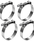 4 Pack 304 Stainless Steel T Bolt Hose Clamps 81mm To 89mm Adjustable Range For 3.18 To 3.5 Inch Hose Outer Diameter Intercooler Radiator Pipe Clamps For Silicone Coolant Hoses Durable Rustproof Construction