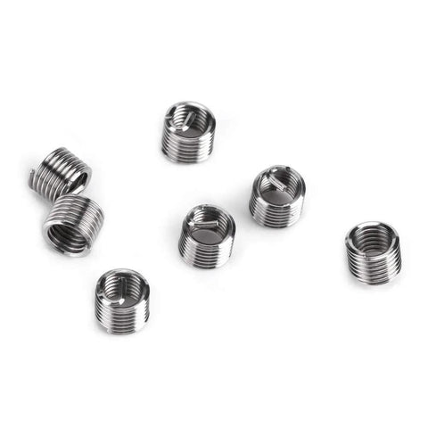 Stainless inserts from Stainless 35 Piece Thread Repair Kit M6 X 1mm Insert Set For Auto Repairs And Quick Fixes by JoyTube displayed on white