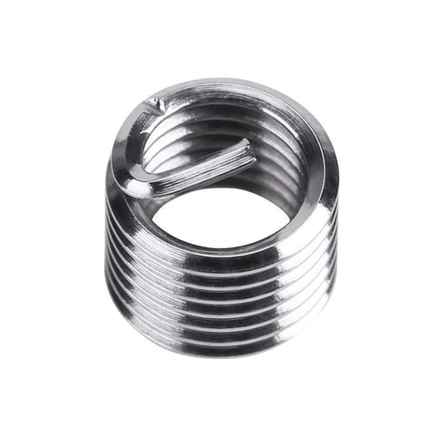 Close-up of a stainless steel insert from Stainless 35 Piece Thread Repair Kit M6 X 1mm Insert Set For Auto Repairs And Quick Fixes