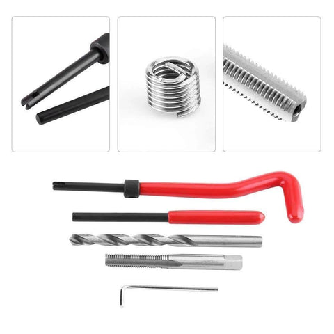 Stainless 35 Piece Thread Repair Kit M6 X 1mm Insert Set with taps, drills, and guides for auto repairs and DIY projects by JoyTube