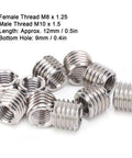 Stainless Steel Thread Repair Sleeve 10 Pack Insertion Nut For Fixing Stripped Threads In Automotive And Mechanical Equipment Converts M8x1.25 Female To M10x1.5 Male Then Restores To M8x1.25