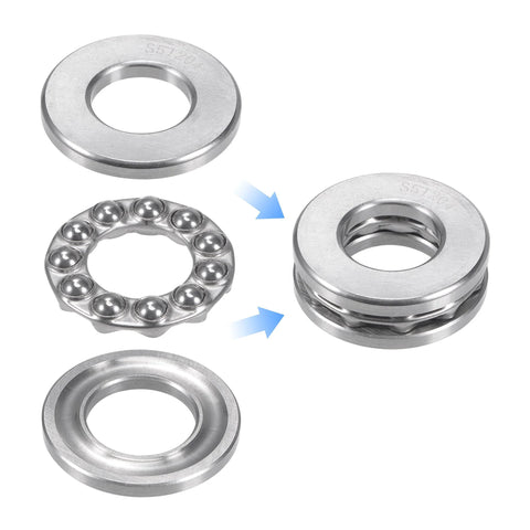 Thrust Ball Bearing 20mm Bore 40mm OD 14mm Thick Stainless Steel With Washers S51204 assembly parts view