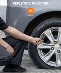 Person using 2 Pack Pencil Tire Pressure Gauge, 10 To 75 PSI Range, ANSI B40.1 Grade B ±2% Calibration, Stainless Steel Body With Metal Nozzle on car tire