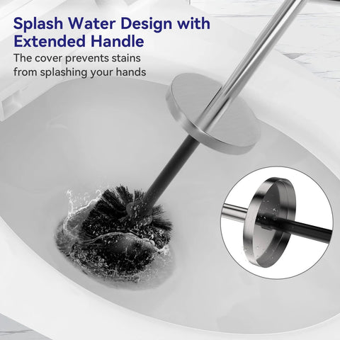 Stainless Steel Freestanding Toilet Brush And Holder With Long Handle For No Fuss Bathroom Storage And Deep Cleaning Nickel Brushed