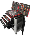 421 Pcs Tool Sets Rolling Box Heavy Duty Stainless Steel Tool Chest 7 Drawers Tool Cabinet with tools displayed