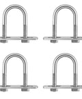 Four Sets Stainless Steel U Bolts With Frame Plates And Nuts 50mm Inner Width Clamp Kit For Automobiles Trailers Ski Boats And Sailboats Durable Corrosion Resistant Mounting Hardware Included.