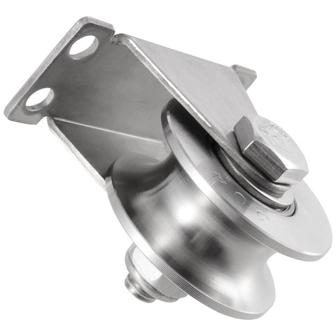 Close-up of 2 Pcs 2 Inch U Groove Wheel, Stainless Steel Groove Wheel Pulley, heavy duty caster for wire rope rail, DIY use
