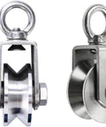 2pcs V-Groove Caster Wheel,Heavy Duty Sheaves Track Pulley,304 Stainless Steel Directional Roller,360° Rotating Ring,for Round Tube,Wire Rope Rail,Sliding Door