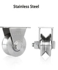 ✝️ 2 Pack 2 Inch V Groove Wheel Pulley, 304 Stainless Steel Silent Pulley Block, Heavy Duty Caster Wheels Sliding Gate Rollers