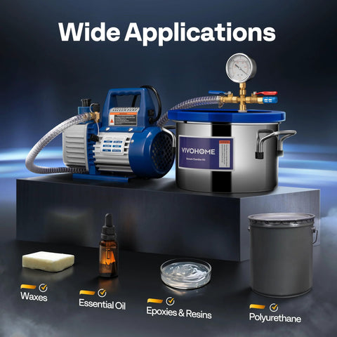 1.5 Gallon Stainless Steel Vacuum Chamber With Pump Degassing Kit Including 3.5 CFM 1/4 HP Single Stage Vacuum Pump And Oil for diverse uses