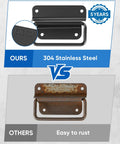 Comparison of 304 Stainless Steel Pull Handle vs Rusty Handle, highlighting durability for outdoor use, garages, marine environments.