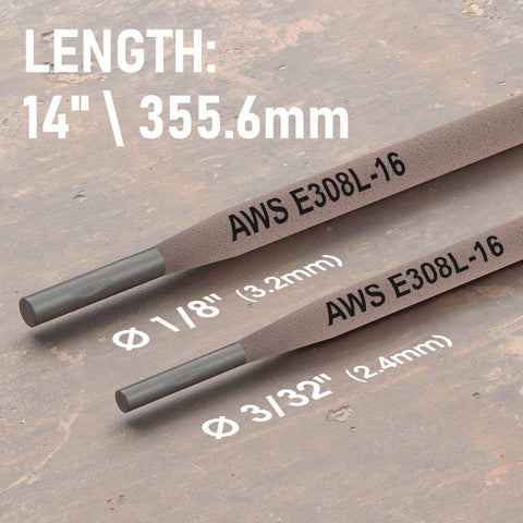 Stainless Steel Stick Electrodes For All Position Welding E308L16 14 Inch 3 32 Inch 5 Pound Pack With Low Spatter