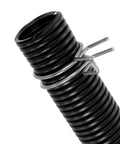 Stainless steel double wire spring hose clamps kit, 20 pieces, 19 mm inner diameter opens to 21 mm, on black hose