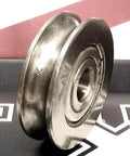 Close-up of 6mm Bore Bearing - 25mm 440C Stainless Steel Pulley U-Groove Track Roller Bearing 6x25x7mm showing side view