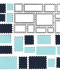 12 Pack Postage Stamp Banner Label Cutting Dies Set for Scrapbooking in blue and black carbon steel, various sizes displayed