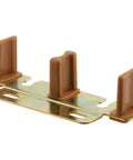 Stamped Steel, Adjustable, Closet Door, Floor Guide (Single Pack) with brown nylon guides, designed for bi-pass closet doors.