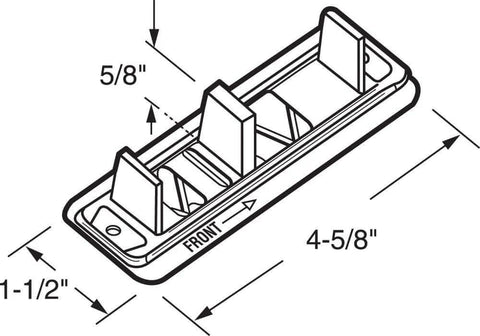 Stamped Steel, Adjustable, Closet Door, Floor Guide (2 Pack) diagram with dimensions 5/8" x 4-5/8" and 1-1/2" width
