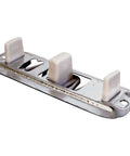 Stamped Steel Adjustable Closet Door Floor Guide with nylon tips, front view, 2 pack part visible