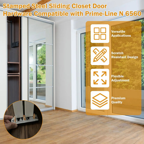 Premium Sliding Closet Door Floor Guide Kit, Adjustable Stamped Steel Hardware, 8 Pack, Compatible With Prime-Line N 6560