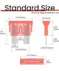 Dimensions of 25 Pack 40 Amp Blade Car Fuses ATC ATO Compatible For Cars RVs Trucks SUVs Motorcycles Boats Standard Size 32V