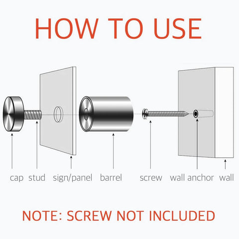 Instructions for Stainless Steel Standoff Screws For Acrylic Signs And Glass Displays 20 Pack By Lantee Glass Picture Frame Standoff Mounts Bolts Twelve Millimeter By Twenty Five Millimeter With Nine Sixteenth Inch Stud Length For Signs Panels Artwork And Photographs installation process.