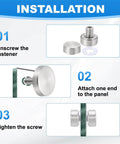 Installation steps for 4 Pack Stainless Steel Sign Standoff Screws With Rubber Gaskets For Glass Displays M6 X 16mm Thread 19mm Cap