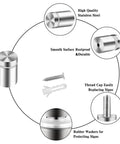 Diagram showing Standoff Screws For Acrylic Signs 12x19mm Pack With 12 Standoffs 24 Spacers And Mounting Hardware details and features.