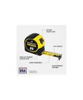 Heavy Duty Tape Measure, 25-Foot (33-725) with BladeArmor, Stanley FatMax, yellow and black case, 14 ft reach, secure blade lock